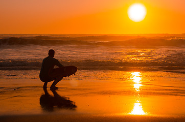 Image showing Surfer watching the waves