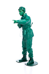 Image showing Man on a green toy soldier costume