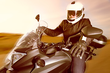 Image showing Biker on the road