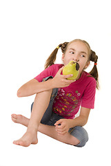 Image showing Girl with a pear V