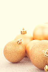 Image showing Golden christmas balls