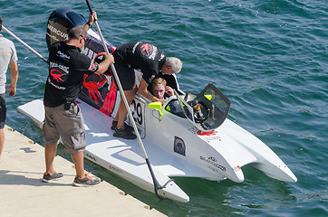 Image showing Mad-Croc Baba Racing Team boat preparations