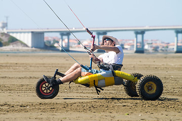 Image showing Ralph Hirner riding a kitebuggy