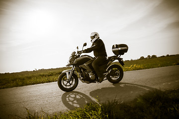 Image showing Biker on the road