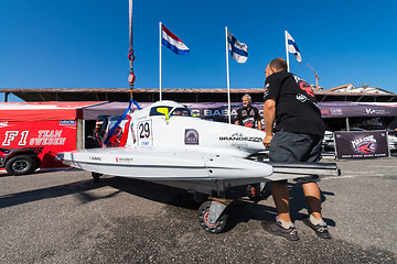 Image showing Mad-Croc Baba Racing Team boat preparations