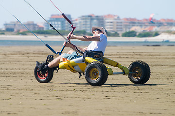 Image showing Ralph Hirner riding a kitebuggy