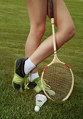 Image showing part of woman who plays badminton