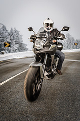 Image showing Biker on the road