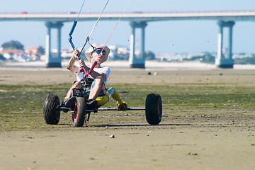 Image showing Ralph Hirner riding a kitebuggy