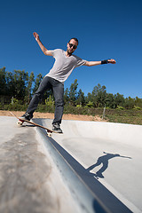 Image showing Skateboarder on a slide