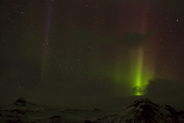 Image showing Different colors of northern lights in Iceland