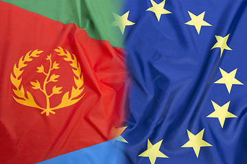 Image showing Eritrea flag vs. European Union flag 