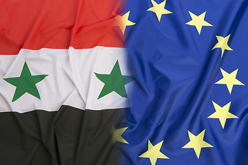 Image showing Syria flag vs. European Union flag 