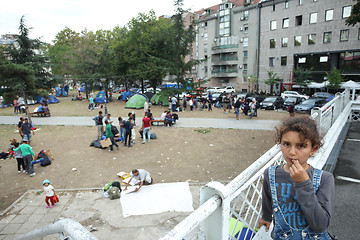 Image showing Syrian immigrants in tents