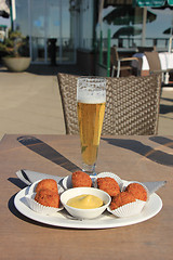 Image showing Beer and snacks