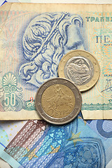 Image showing Greek euro coins