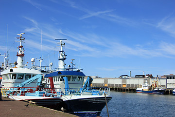 Image showing Fish trawler in harbor