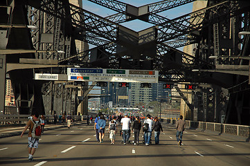 Image showing walking harbour bridge