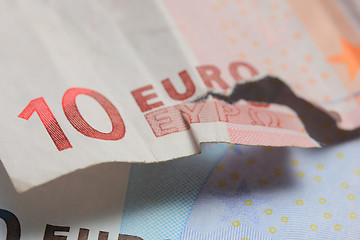 Image showing Torn euro note