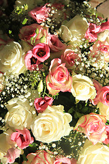 Image showing Bridal flower arrangement in pink and white