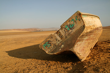 Image showing Boat in the desert