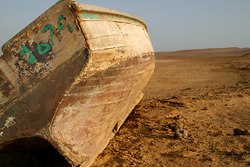Image showing Boat in the desert