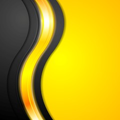 Image showing Shiny glowing yellow waves background