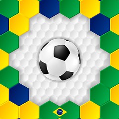 Image showing Bright soccer background with ball. Brazilian colors