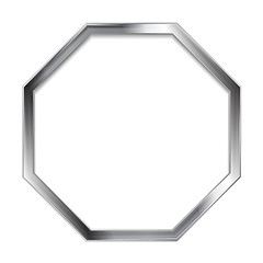 Image showing Abstract metallic silver blank hexagon frame