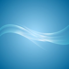 Image showing Shiny blue wavy abstract background