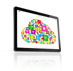 Image showing Cloud computing symbol on Digital Tablet pc