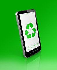 Image showing Smartphone with a recycling symbol on screen. ecological concept