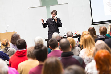 Image showing Speaker Talking at Business Conference.