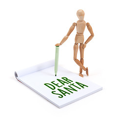 Image showing Wooden mannequin writing - Dear Santa