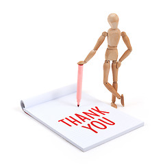 Image showing Wooden mannequin writing - Thank you