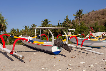 Image showing Catamaran on famous sandy Nusa Penida Crystal beach