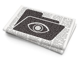 Image showing Business concept: Folder With Eye on Newspaper background