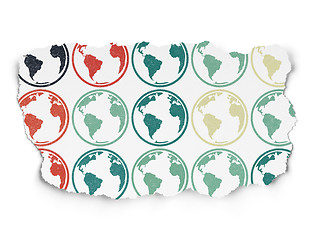 Image showing Science concept: Globe icons on Torn Paper background