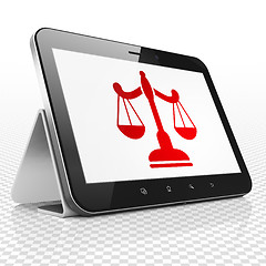 Image showing Law concept: Tablet Computer with Scales on display