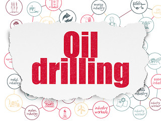 Image showing Manufacuring concept: Oil Drilling on Torn Paper background