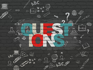 Image showing Learning concept: Questions? on wall background
