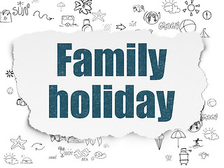 Image showing Tourism concept: Family Holiday on Torn Paper background