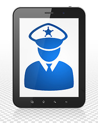 Image showing Law concept: Tablet Pc Computer with Police on display