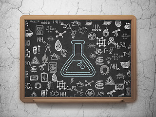 Image showing Science concept: Flask on School Board background