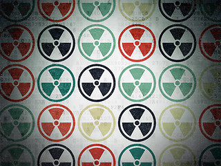Image showing Science concept: Radiation icons on Digital Paper background