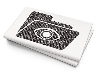 Image showing Business concept: Folder With Eye on Blank Newspaper background