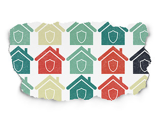 Image showing Business concept: Home icons on Torn Paper background