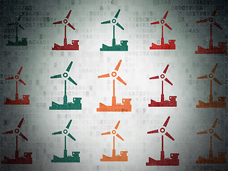 Image showing Manufacuring concept: Windmill icons on Digital Paper background