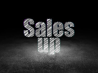 Image showing Advertising concept: Sales Up in grunge dark room