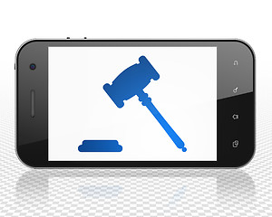 Image showing Law concept: Smartphone with Gavel on display